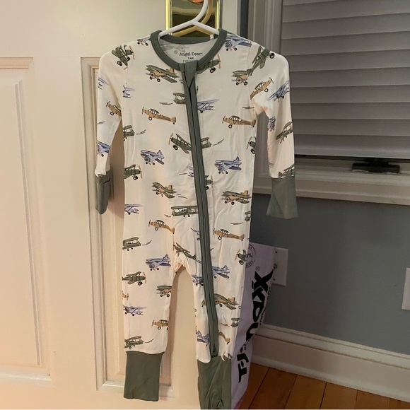 Angel Dear Other - NWT Angel Dear Bamboo Airplane Print Foldover Foot & Cuff Pajama Size 3-6M